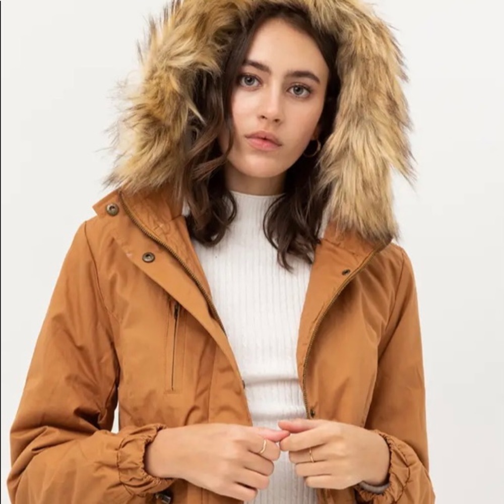 Faux fur hoodie parka